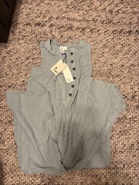 a. ren Sleeveless Button-Front jumpsuit in Sage Green